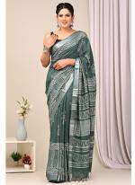 Cotton  Green Daily Wear Printed Saree